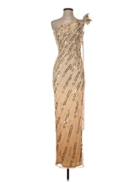 junior rose gold dress Mac Duggal Sequin Knotted Long Sleeve Midi Dress - Rose Gold main image 1