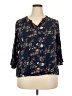 Fun2Fun 100% Rayon Floral Blue 3/4 Sleeve Blouse Size 2X - photo 1