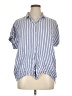 BeachLunchLounge Stripes Blue Short Sleeve Button-Down Shirt Size XL - photo 1