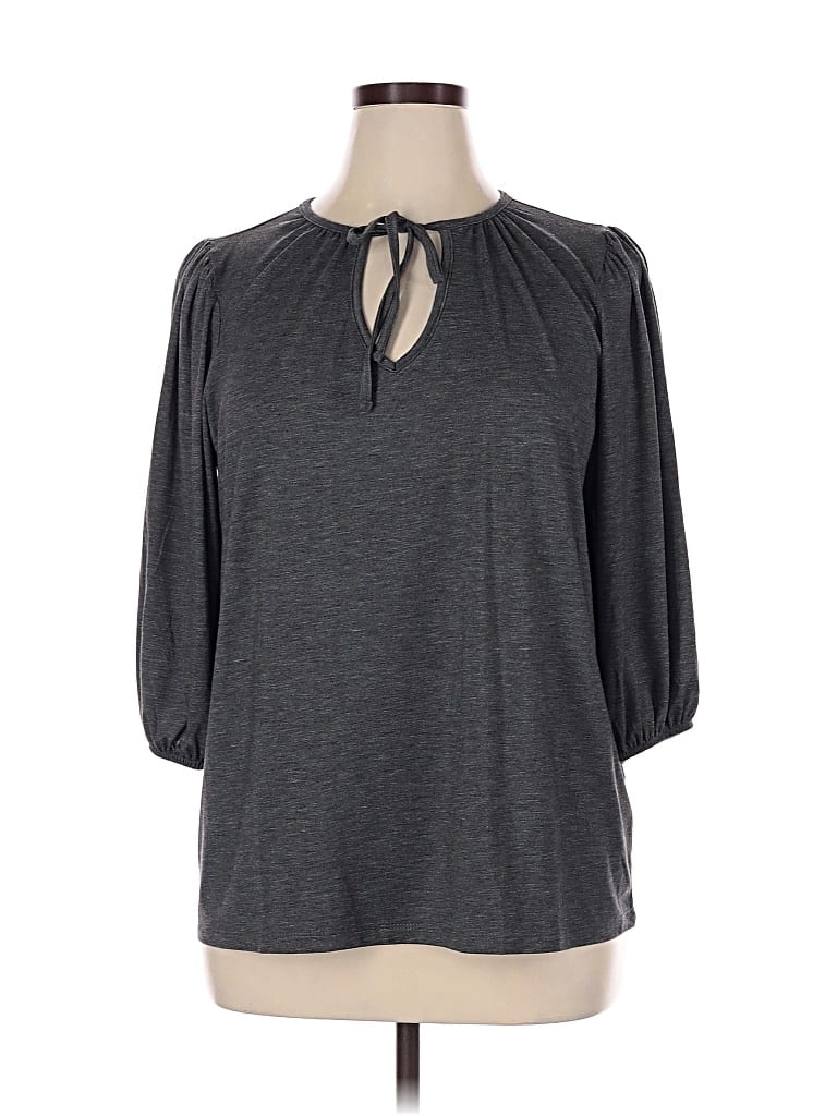 Pre-owned Apt. 9 3/4 Sleeve Top Gray Keyhole Neckline Tops