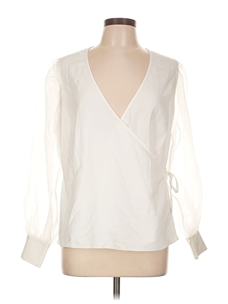 Pre-owned Asos Design Long Sleeve Blouse In Ivory
