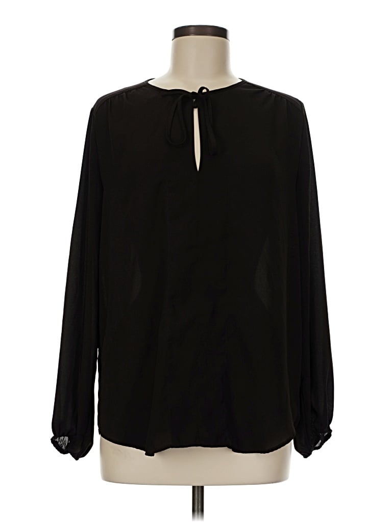 Pre-owned Joan Vass Long Sleeve Blouse In Black