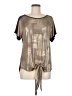Joey Eric Metallic Silver Short Sleeve Blouse Size M - photo 1