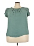 Ubi 100% Polyester Teal Short Sleeve Blouse Size 3X - photo 1