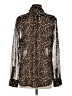 Boston Proper 100% Polyester Animal Print Brown Long Sleeve Blouse Size S - photo 2