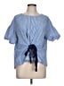 Halogen Stripes Blue Short Sleeve Blouse Size L - photo 1