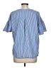 Halogen Stripes Blue Short Sleeve Blouse Size L - photo 2