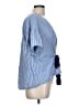 Halogen Stripes Blue Short Sleeve Blouse Size L - photo 4