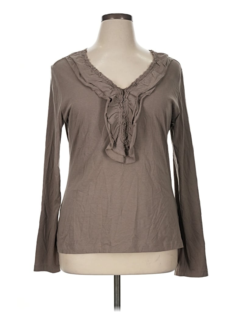 Pre-owned Garnet Hill Long Sleeve Blouse In Gray