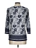 Talbots Floral Graphic Blue 3/4 Sleeve Blouse Size L - photo 2