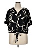 Nine West 100% Polyester Black Short Sleeve Blouse Size XL (estimated) - photo 1