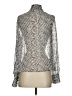 Saloni Animal Print Silver Long Sleeve Silk Top Size 2 - photo 2