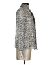 Saloni Animal Print Silver Long Sleeve Silk Top Size 2 - photo 4