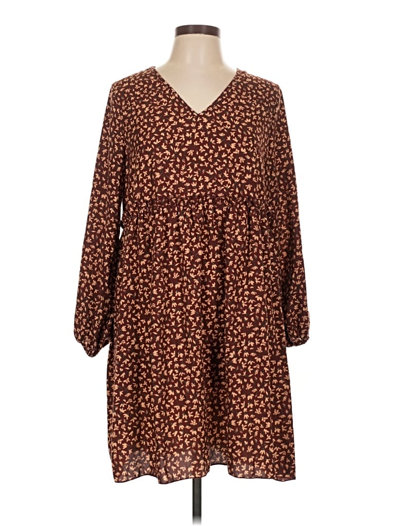 Pre-owned Shein Curve Casual Dress In Brown