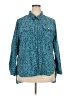 Notations Animal Print Teal Long Sleeve Button-Down Shirt Size 2X - photo 1