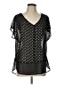 Bobeau 100% Polyester Polka Dots Black Short Sleeve Blouse Size L - photo 1