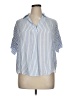 Monday Fun Stripes Blue Short Sleeve Blouse Size XL - photo 1