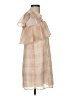 Privacy Please 100% Polyester Checkered-gingham Tan Casual Dress Size M - photo 4