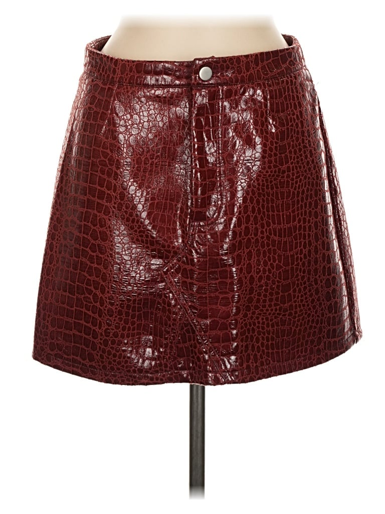 Pre-owned I.am.gia Faux Leather Skirt In Burgundy