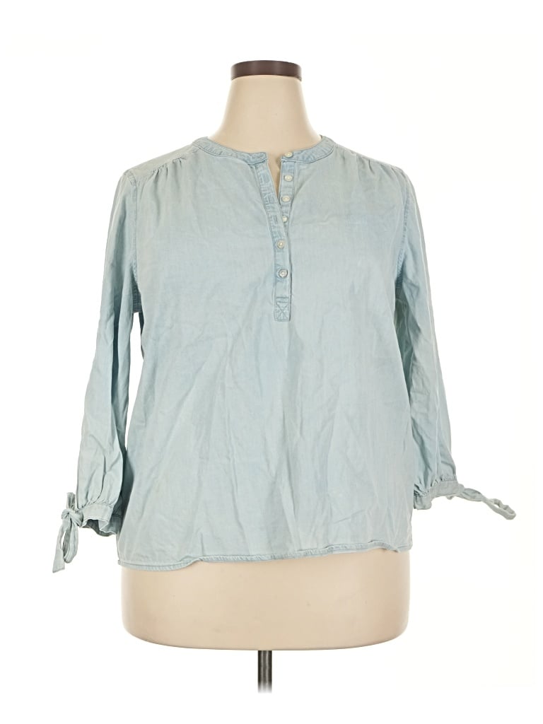 Pre-owned St. John's Bay 3/4 Sleeve Blouse In Blue