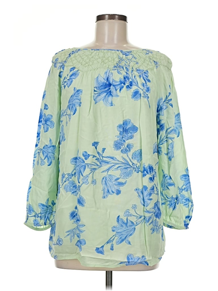 Pre-owned Talbots 3/4 Sleeve Blouse In Green