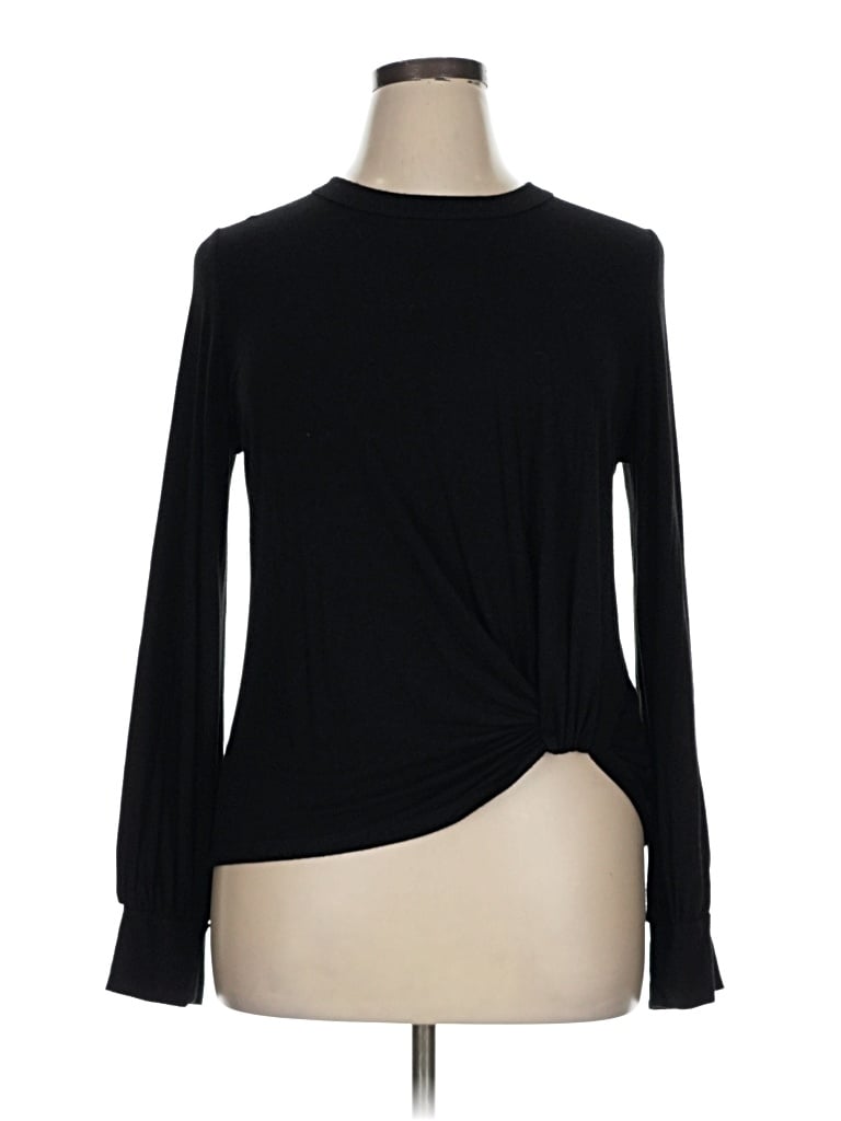 Pre-owned Karen Kane Long Sleeve T-shirt In Black