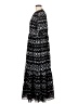 Ann Taylor 100% Polyester Print Black Casual Dress Size M (tall) - photo 5