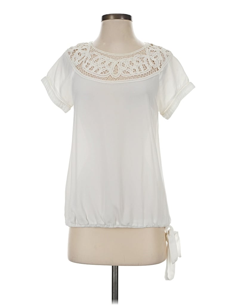 Pre-owned Esley Short Sleeve Blouse In Ivory