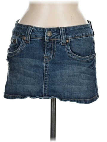 Hydraulic Denim Skirt (view 1)