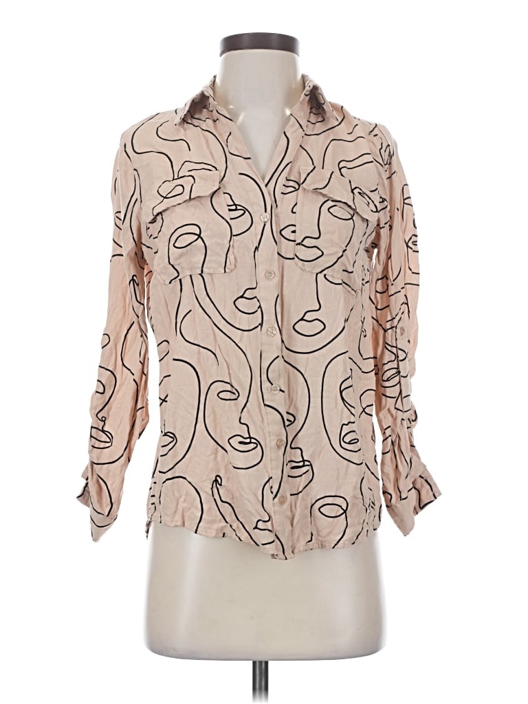 Pre-owned Milk & Honey 3/4 Sleeve Blouse In Tan