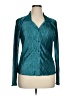 Truself 100% Polyester Metallic Teal Long Sleeve Blouse Size XL - photo 1