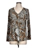 Clara Sun Woo Animal Print Brown Long Sleeve Blouse Size L - photo 1