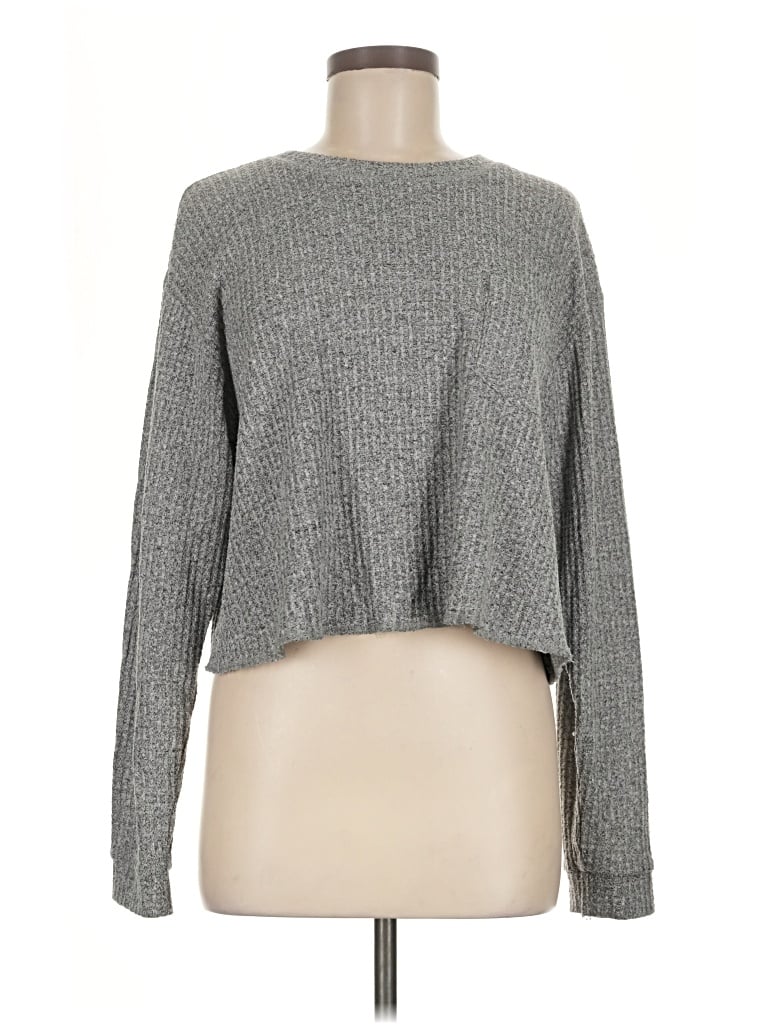 Pre-owned Wild Fable Long Sleeve Top Gray Crew Neck Tops