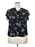 41Hawthorn 100% Polyester Floral Black Short Sleeve Blouse Size XXL - photo 1