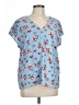 Hilary Radley 100% Polyester Blue Short Sleeve Blouse Size L - photo 1