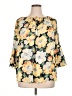 Chaps 100% Polyester Floral Yellow 3/4 Sleeve Blouse Size XL - photo 1