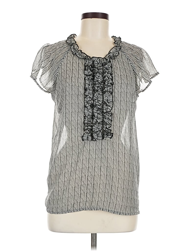 Pre-owned The Limited Short Sleeve Blouse In Gray