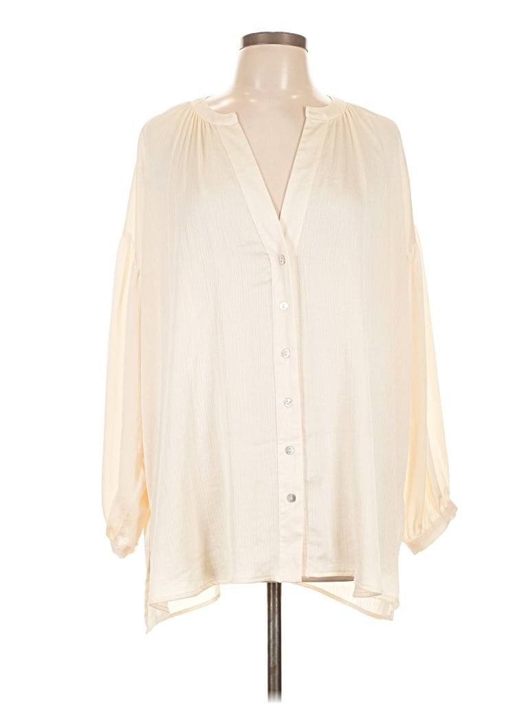 Pre-owned Zara 3/4 Sleeve Blouse In Ivory