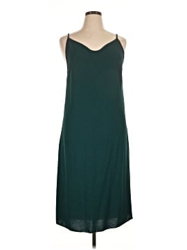 red dress green earrings Mango Lace Cut-out Long Silk Slip Dress main image 1
