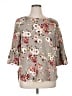 Green Envelope Floral Gray 3/4 Sleeve Blouse Size 1X - photo 1