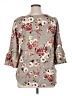 Green Envelope Floral Gray 3/4 Sleeve Blouse Size 1X - photo 2