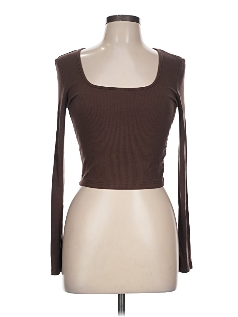 Pre-owned Shein 3/4 Sleeve T-shirt In Brown