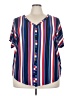 Rouge Stripes Blue Short Sleeve Blouse Size 3X - photo 1