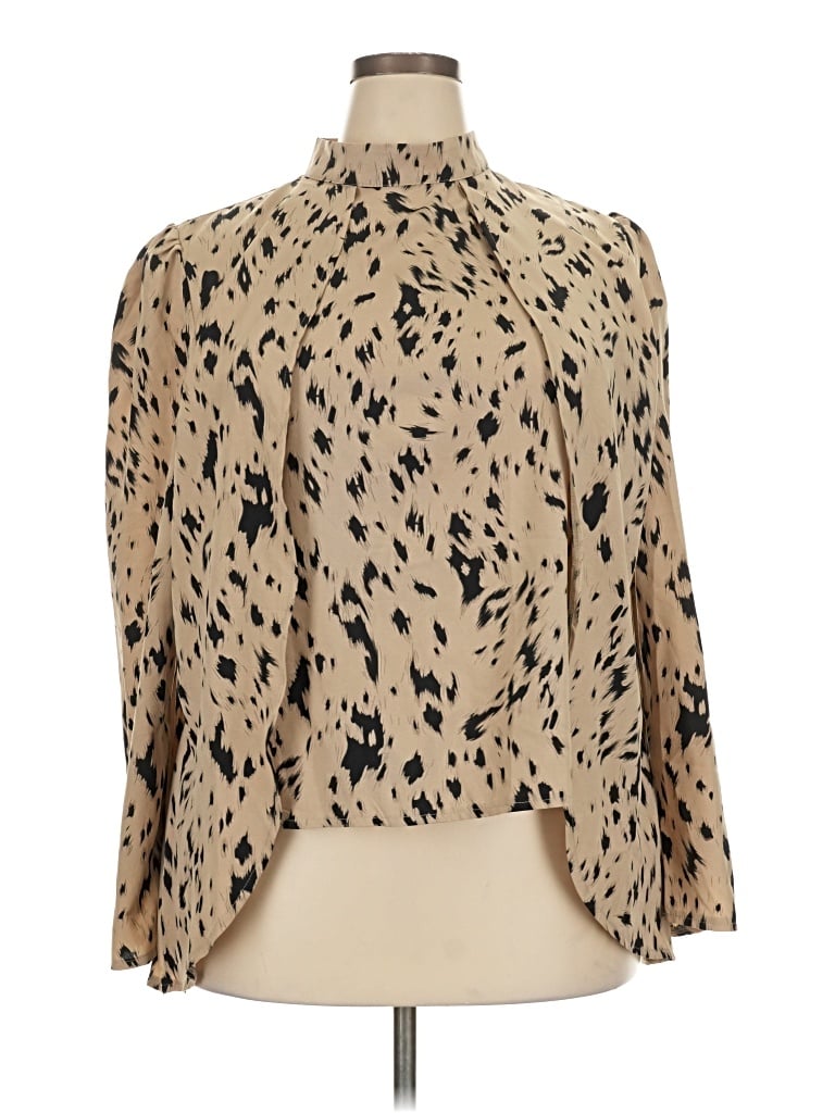 Pre-owned Unbranded 3/4 Sleeve Blouse In Tan