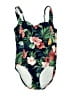 Unbranded 100% Polyester Tropical Blue Teal One Piece Swimsuit Size 12 - photo 1