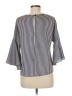 Iris & Ink 100% Polyester Stripes Gray 3/4 Sleeve Blouse Size 6 - photo 2