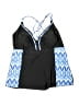 Rose Gal Chevron-herringbone Blue Black Swimsuit Top Size 2X - photo 1