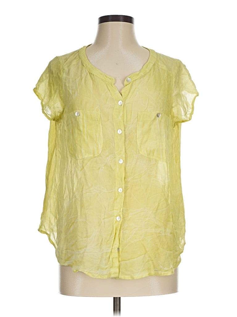 Pre-owned We The Free Short Sleeve Blouse In Yellow