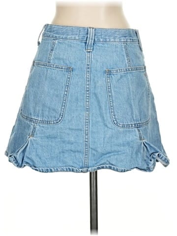 Madewell Pleated Denim Mini Skirt in Stilecrost Wash (view 2)