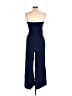 Venus 100% Viscose Solid Blue Jumpsuit Size L - photo 2